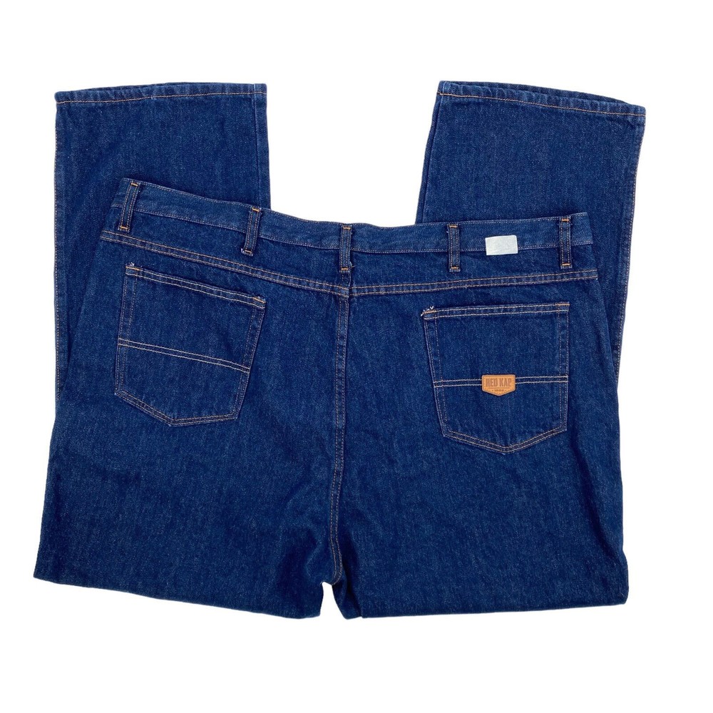 Red Kap Mens Jeans Straight Leg Dark Wash Cotton Workwear Five Pocket Size 50x32 - Picture 3 of 7